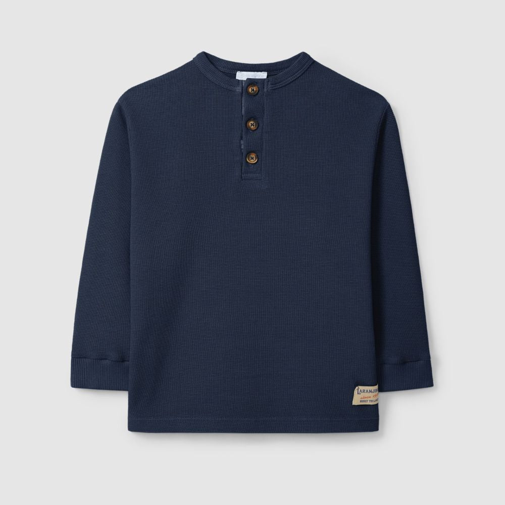 Longsleeve gola mao em malha waffle - Laranjinha