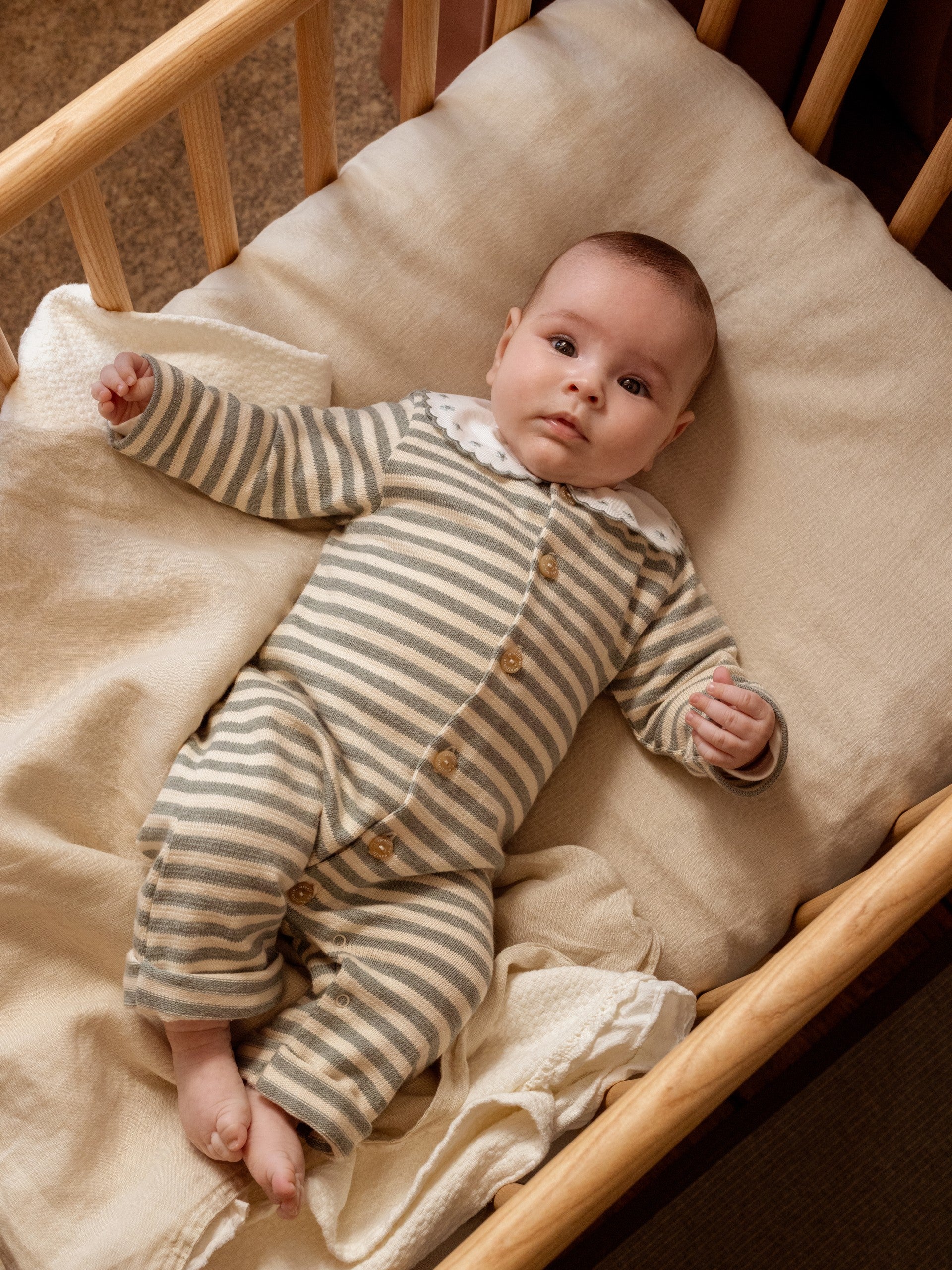 Macacão em malha jersey de riscas - Laranjinha