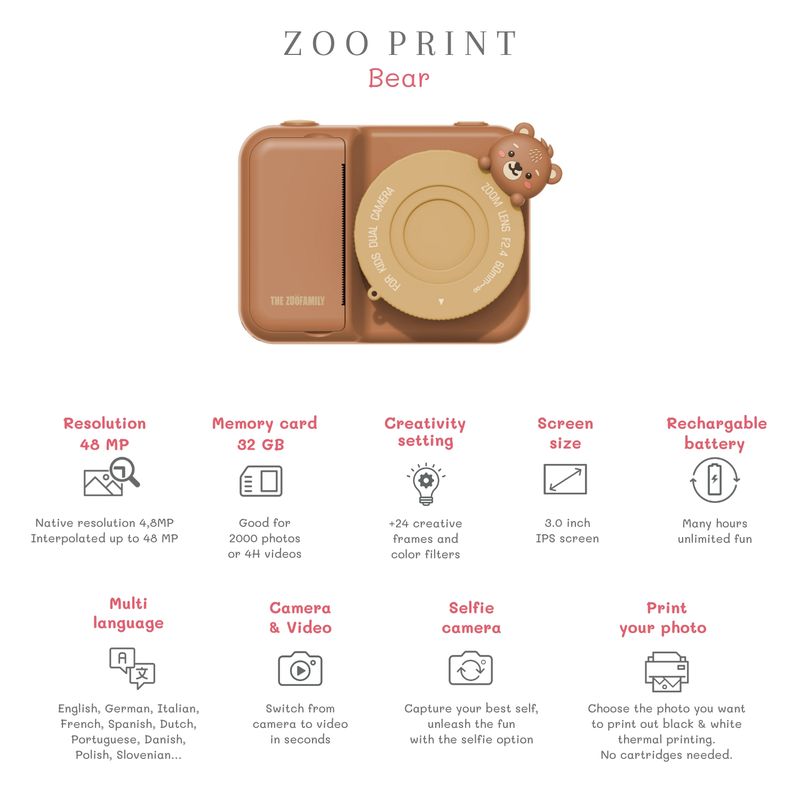 Câmara Instantânea Infantil - THE ZOOFAMILY