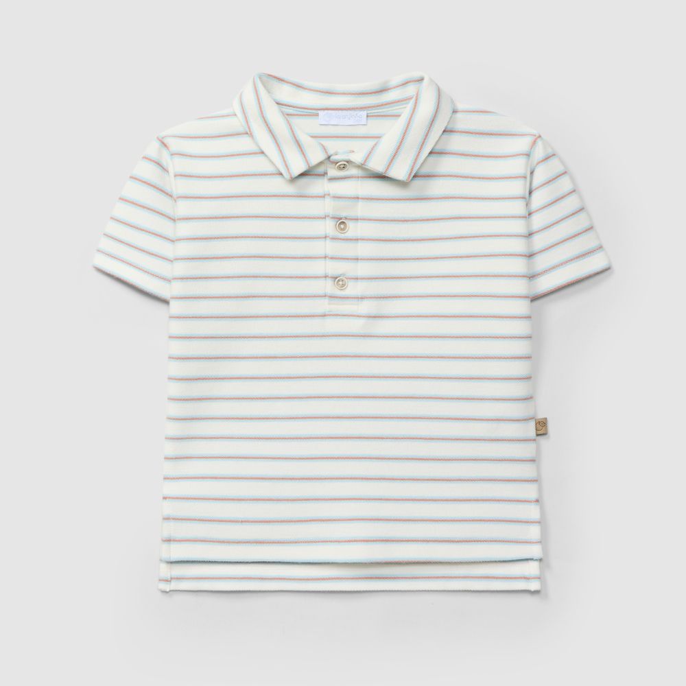 Polo em felpa de riscas multicolor - Laranjinha