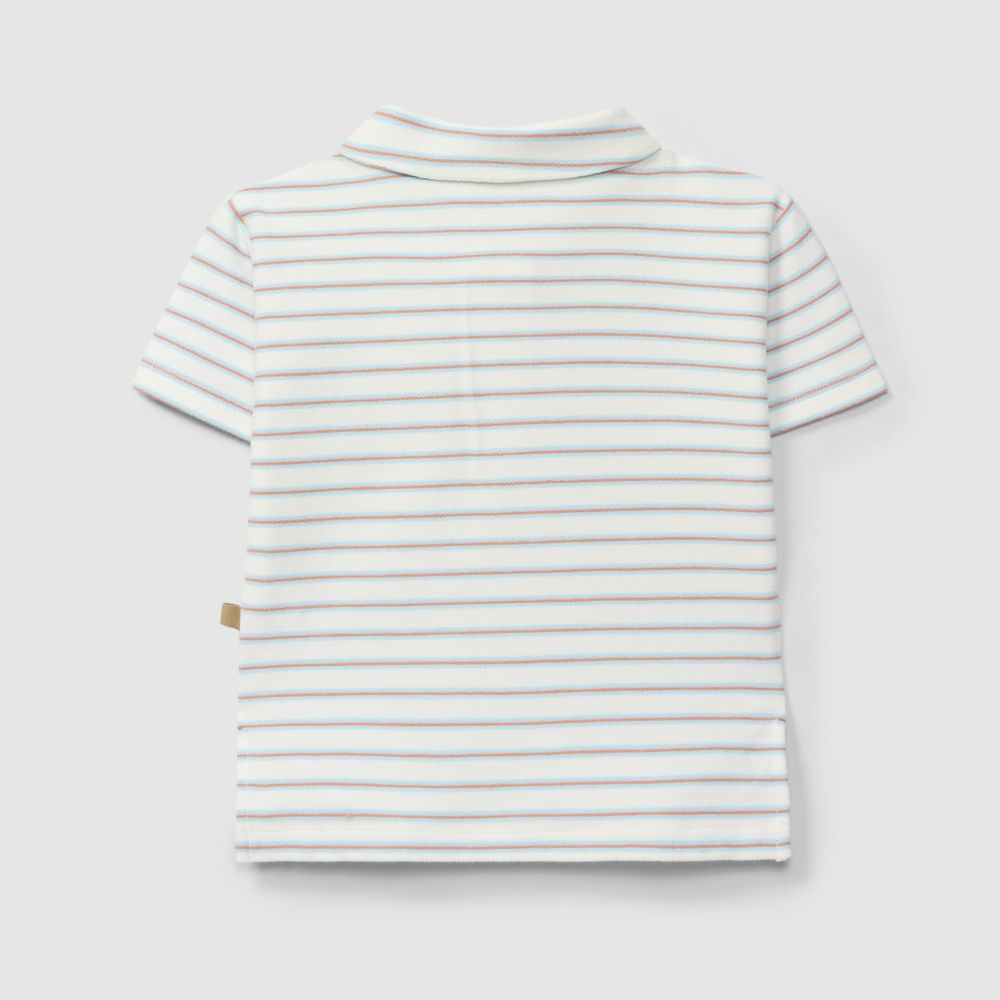 Polo em felpa de riscas multicolor - Laranjinha