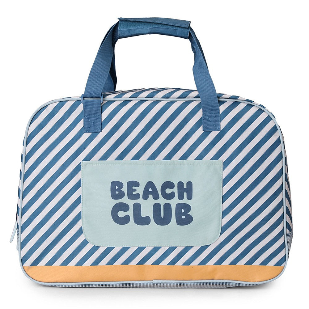 Saco de Praia Grande com Rede Stripes Blues & Beyond - MONNEKA