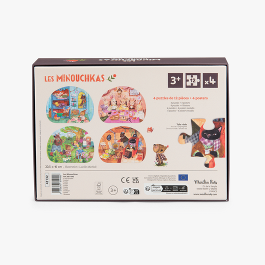 Conjunto de 4 Puzzles - 12 Peças - MOULIN ROTY