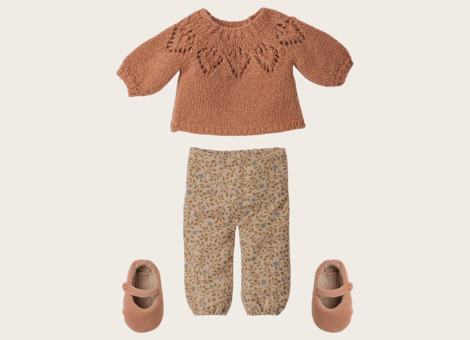 Coelha com Camisola de Malha e Calças Floridas SIZE 3 - MAILEG