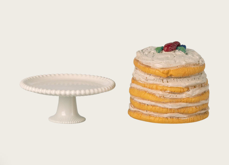 Bolo de festa e suporte para bolo, Rato – Branco creme - Maileg