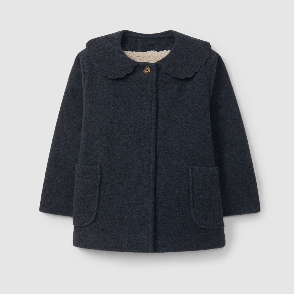 Sobretudo gola detalhe boleado e bolsos - Laranjinha