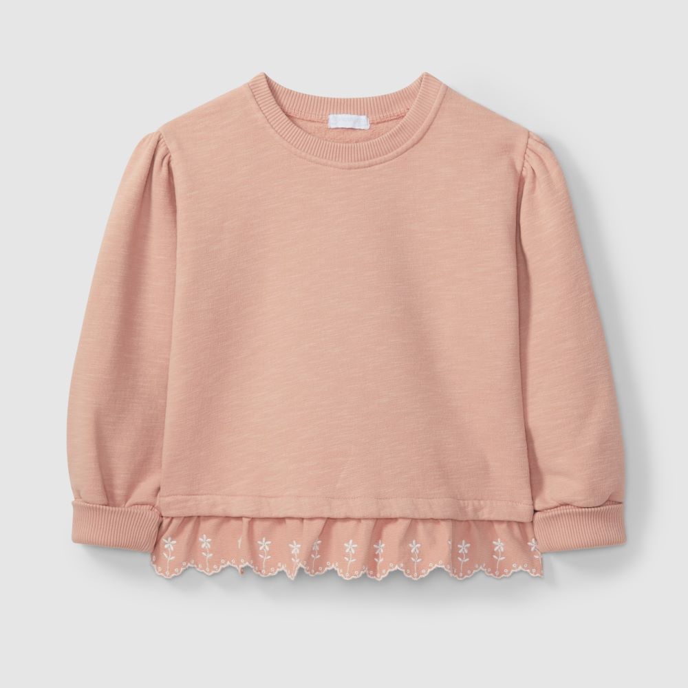 Sweatshirt com folho flores bordadas - Laranjinha