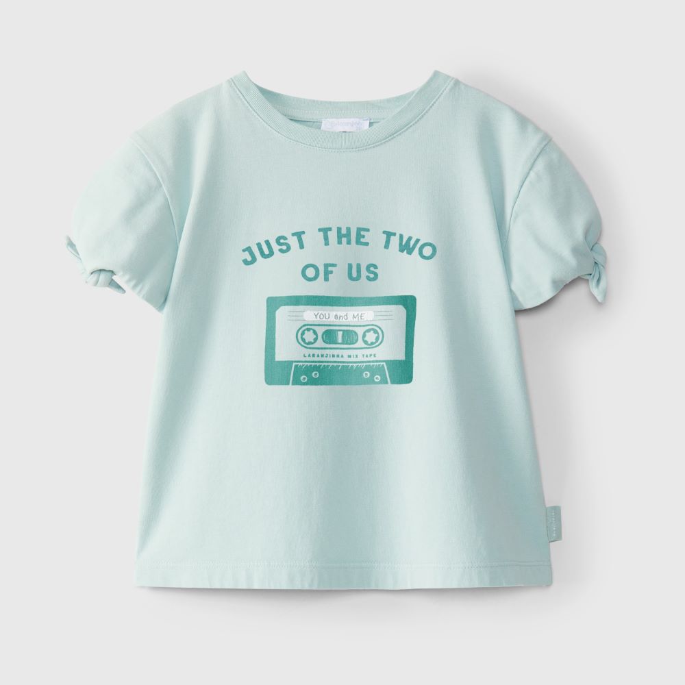 T-shirt 'Just the two of us' mangas com detalhe de nó - Laranjinha