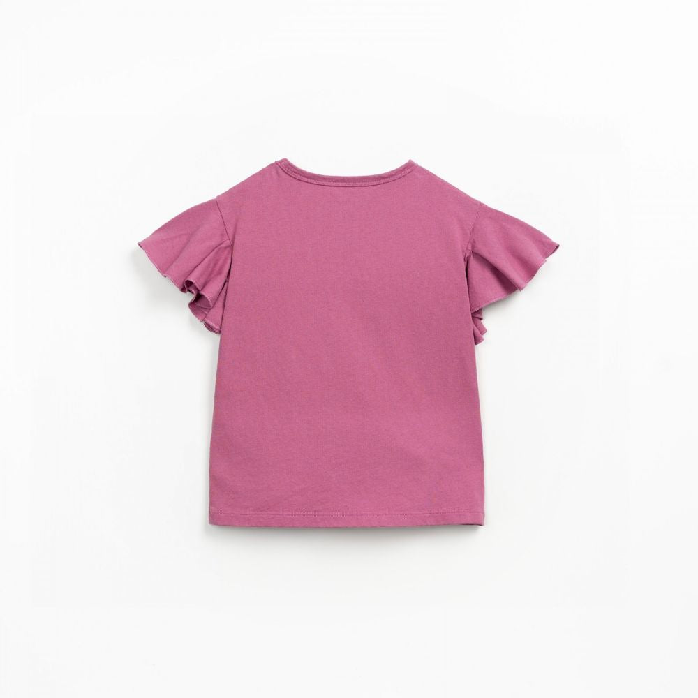 T-shirt rosa com folho no ombro - Play Up