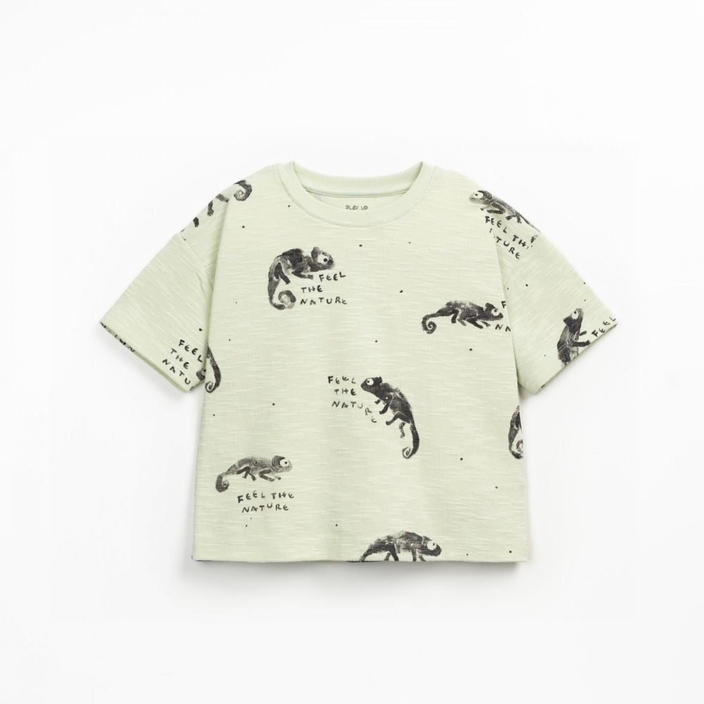 T-shirt em algodão orgânico com estampado de camaleões - Play Up