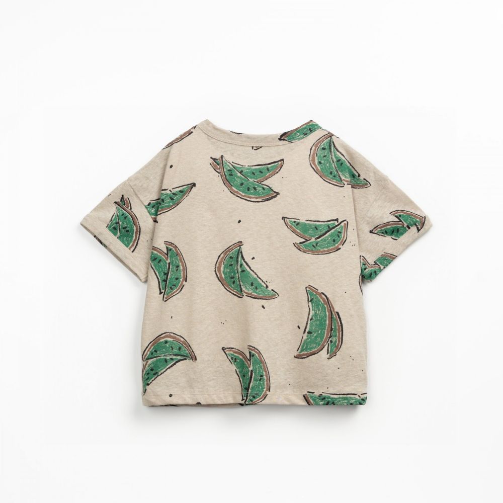 T-shirt em mistura de algodão orgânico e linho - Play Up