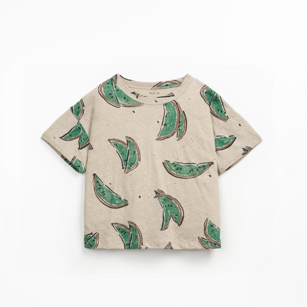 T-shirt em mistura de algodão orgânico e linho - Play Up