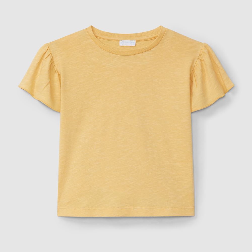 T-shirt mangas em folho - Laranjinha