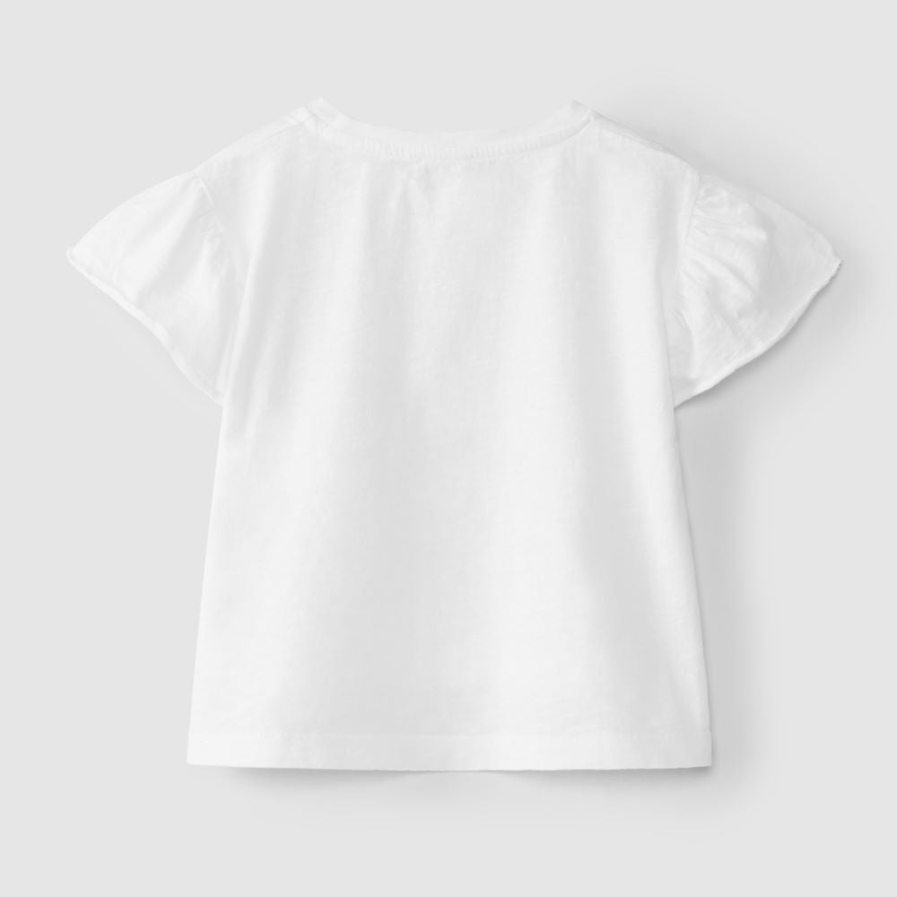 T-shirt mangas em folho - Laranjinha