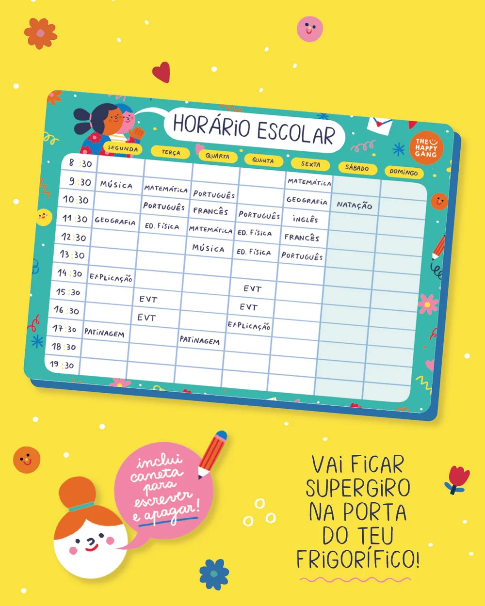 Horário Escolar Magnético - The Happy Gang