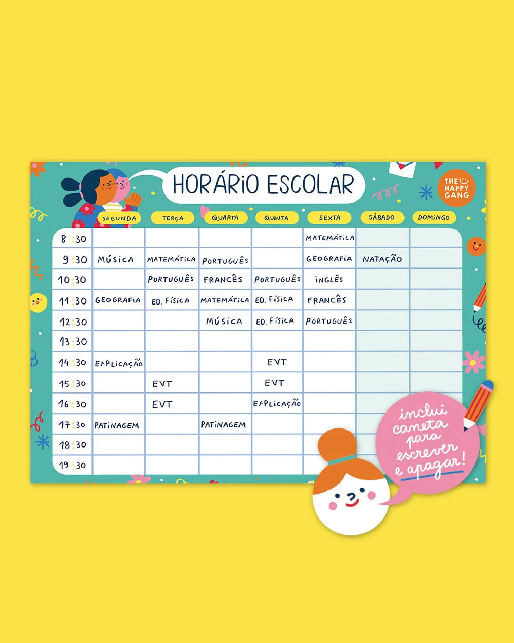 Horário Escolar Magnético - The Happy Gang
