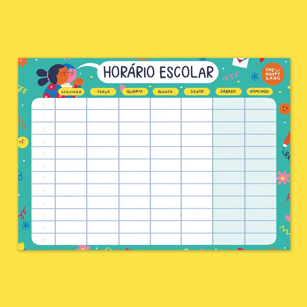 Horário Escolar Magnético - The Happy Gang