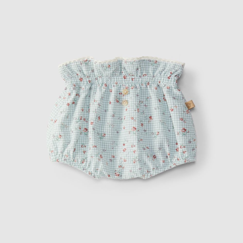 Tapa fraldas xadrez vichy com flores - Laranjinha