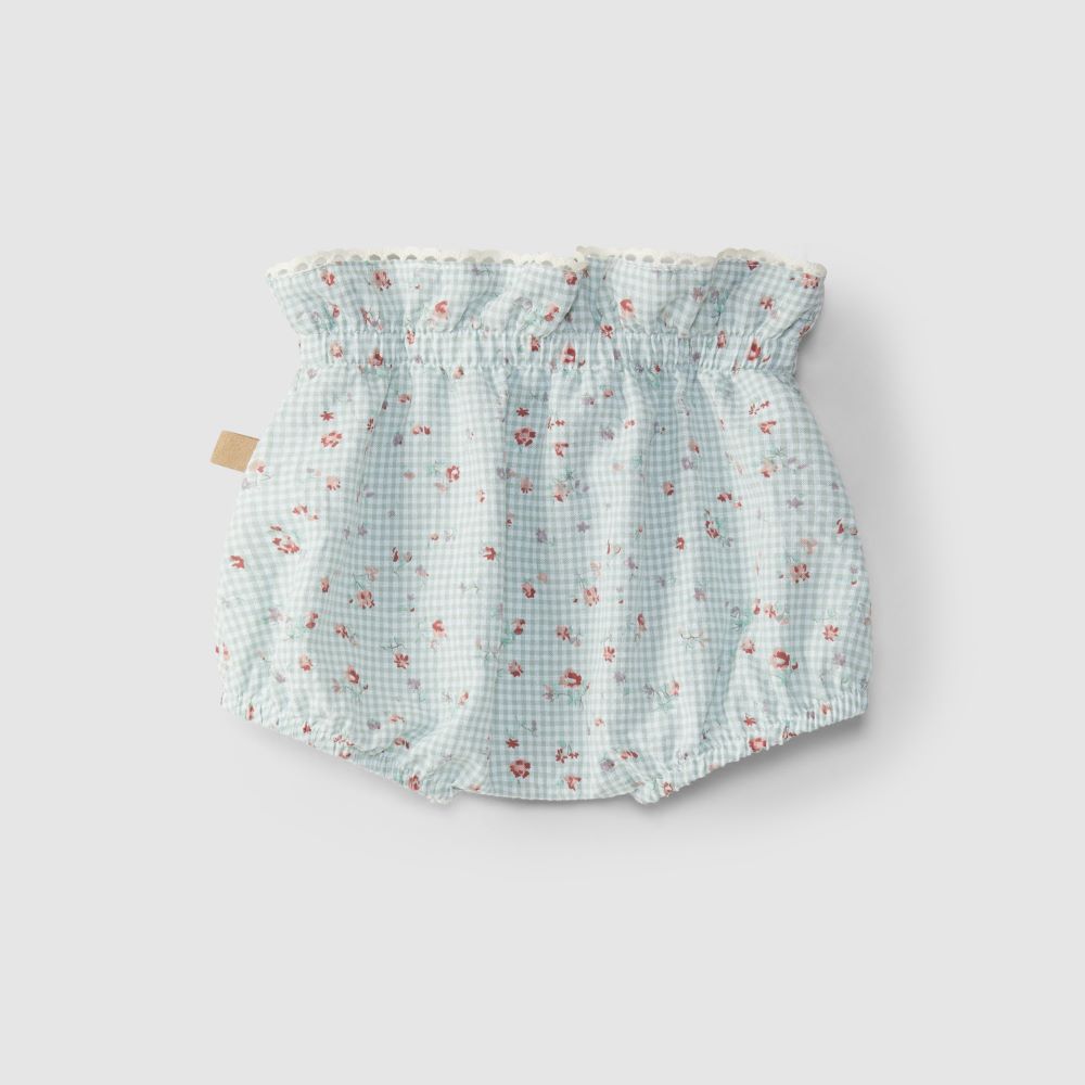 Tapa fraldas xadrez vichy com flores - Laranjinha