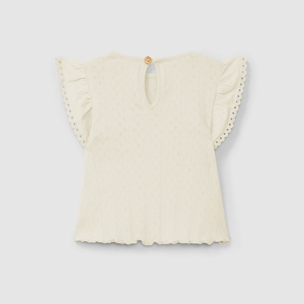 Top ajour com mangas de folho bordado inglês - Snug