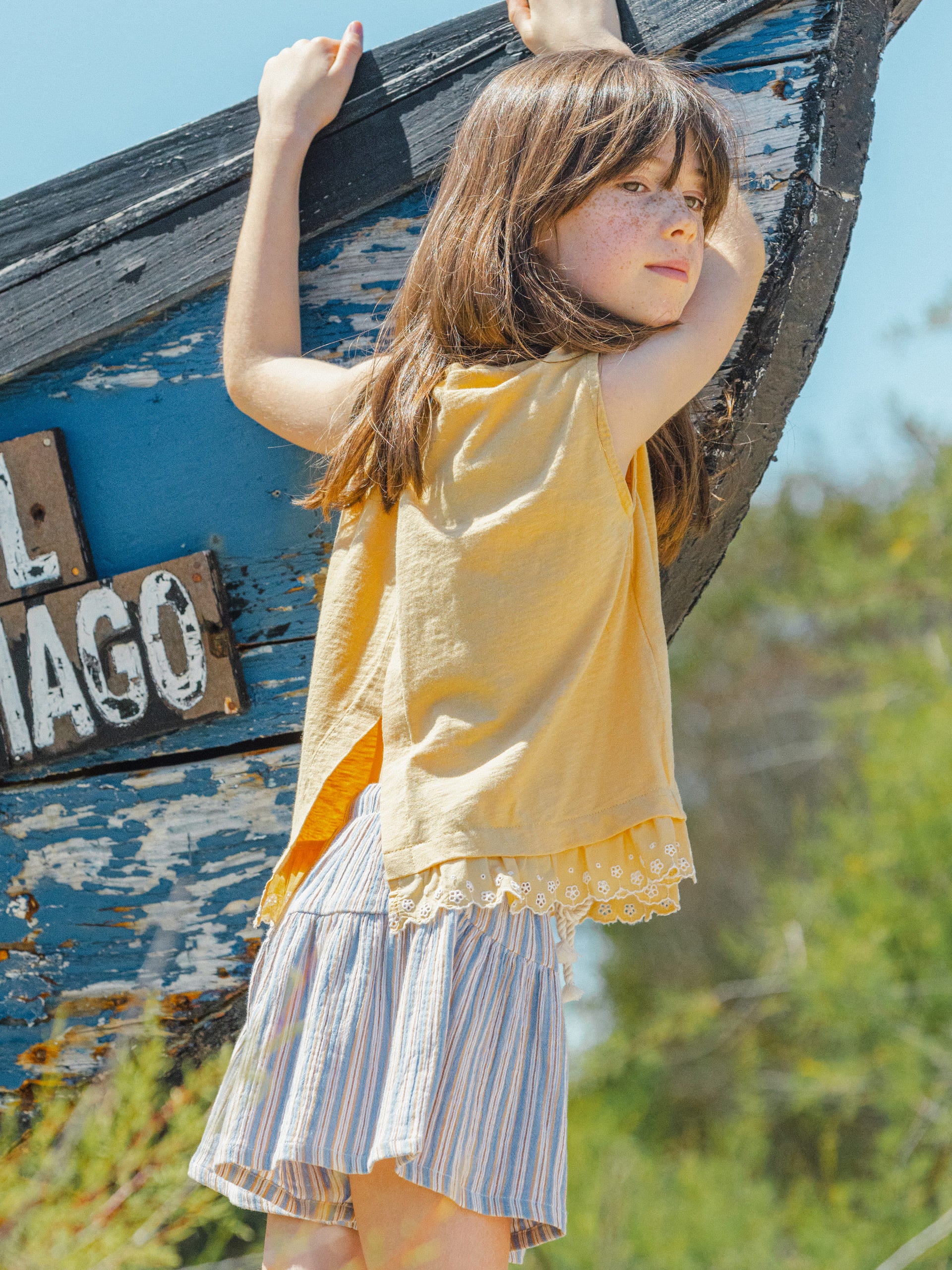 Top com aplicação de bordado inglês - Laranjinha