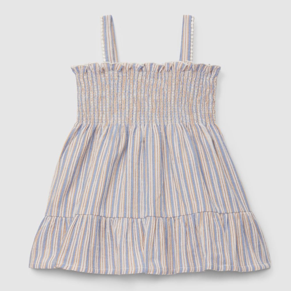 Vestido de alças riscas milticolor - Laranjinha