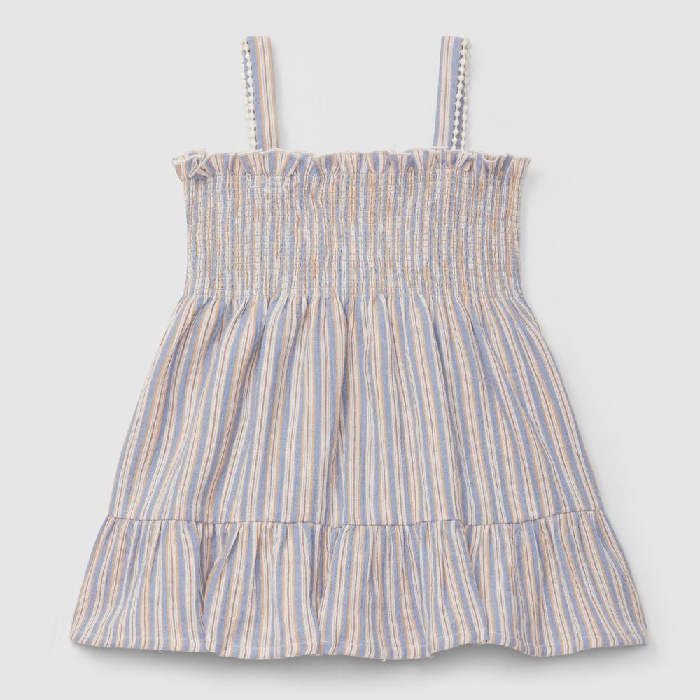 Vestido de alças riscas milticolor - Laranjinha