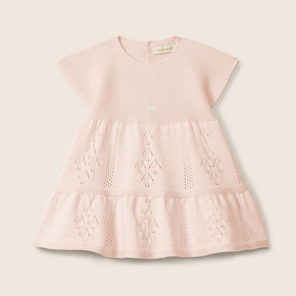 Vestido de manga curta tricotado em algodão orgânico | BOUNDLESS LOVE - Wedoble