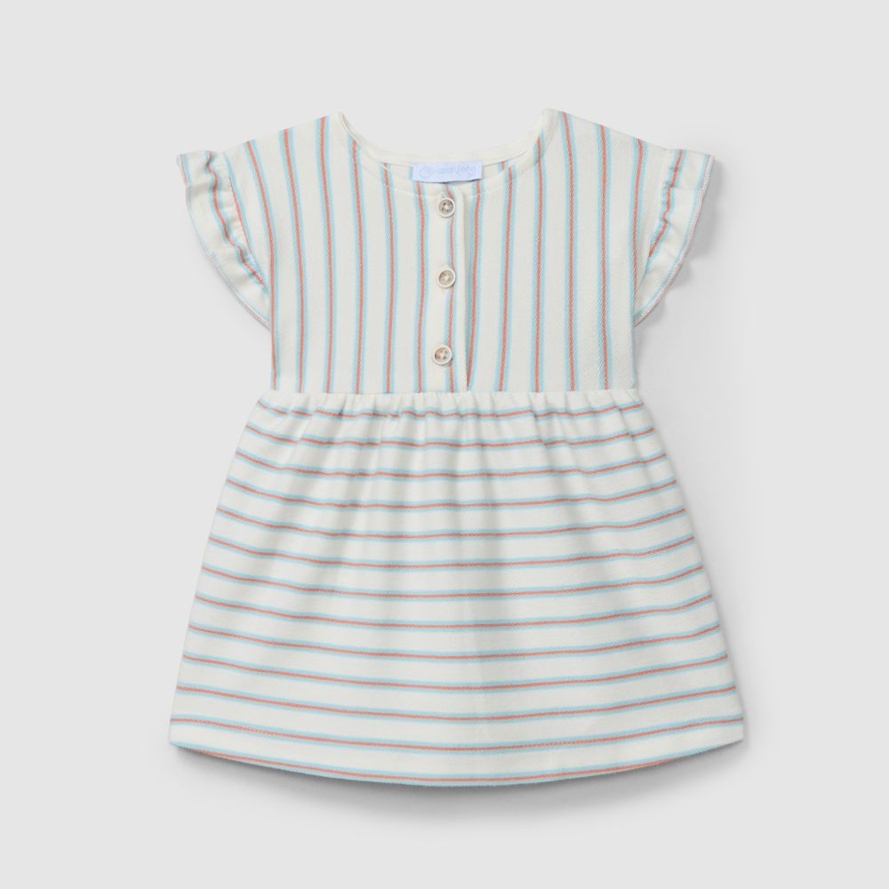 Vestido em felpa de riscas multicolor - Laranjinha