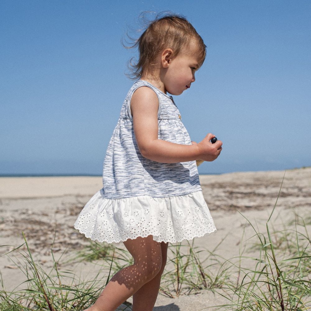 Vestido em jersey com folho bordado inglês - Snug