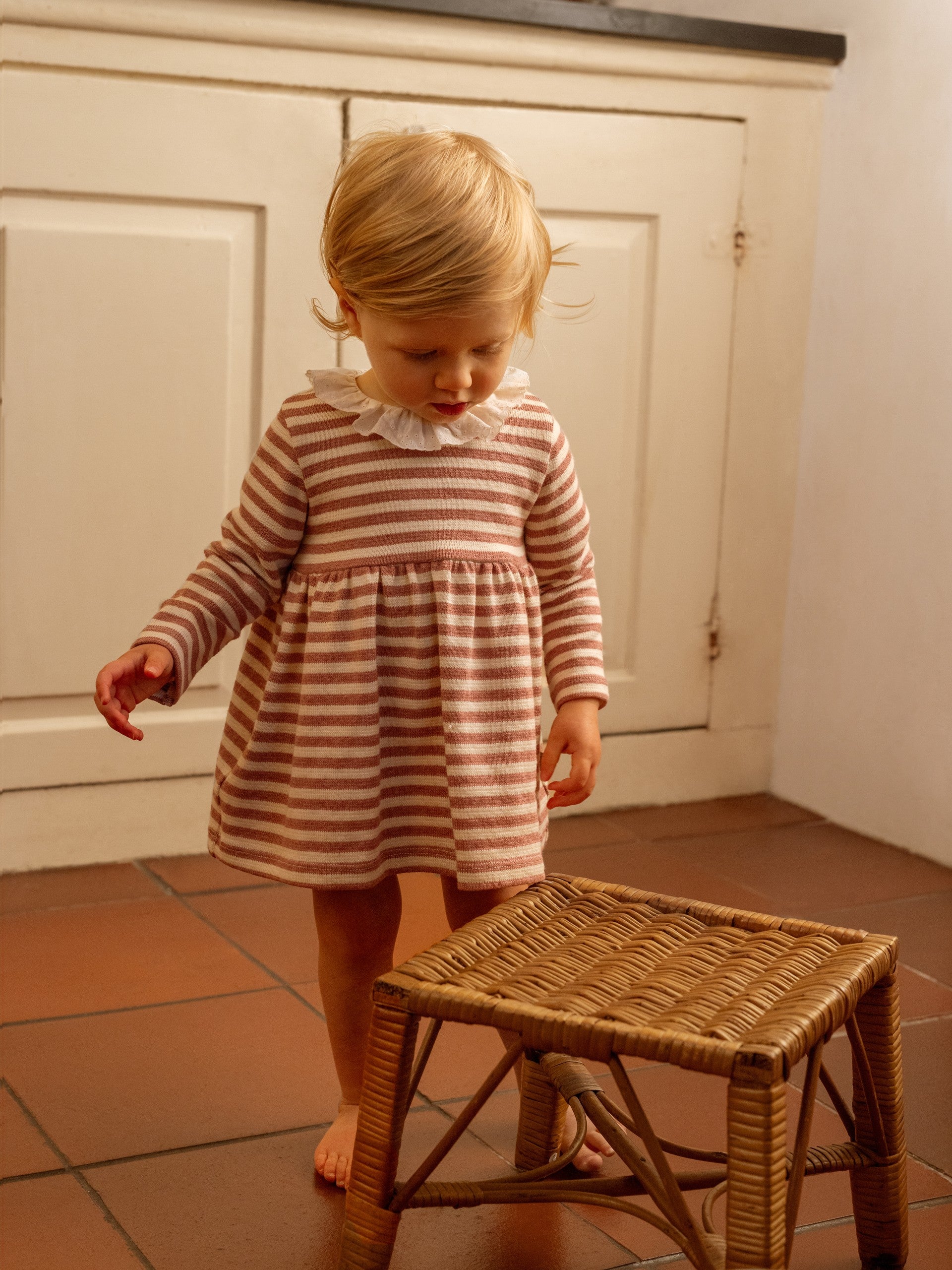 Vestido em malha jersey de riscas - Laranjinha