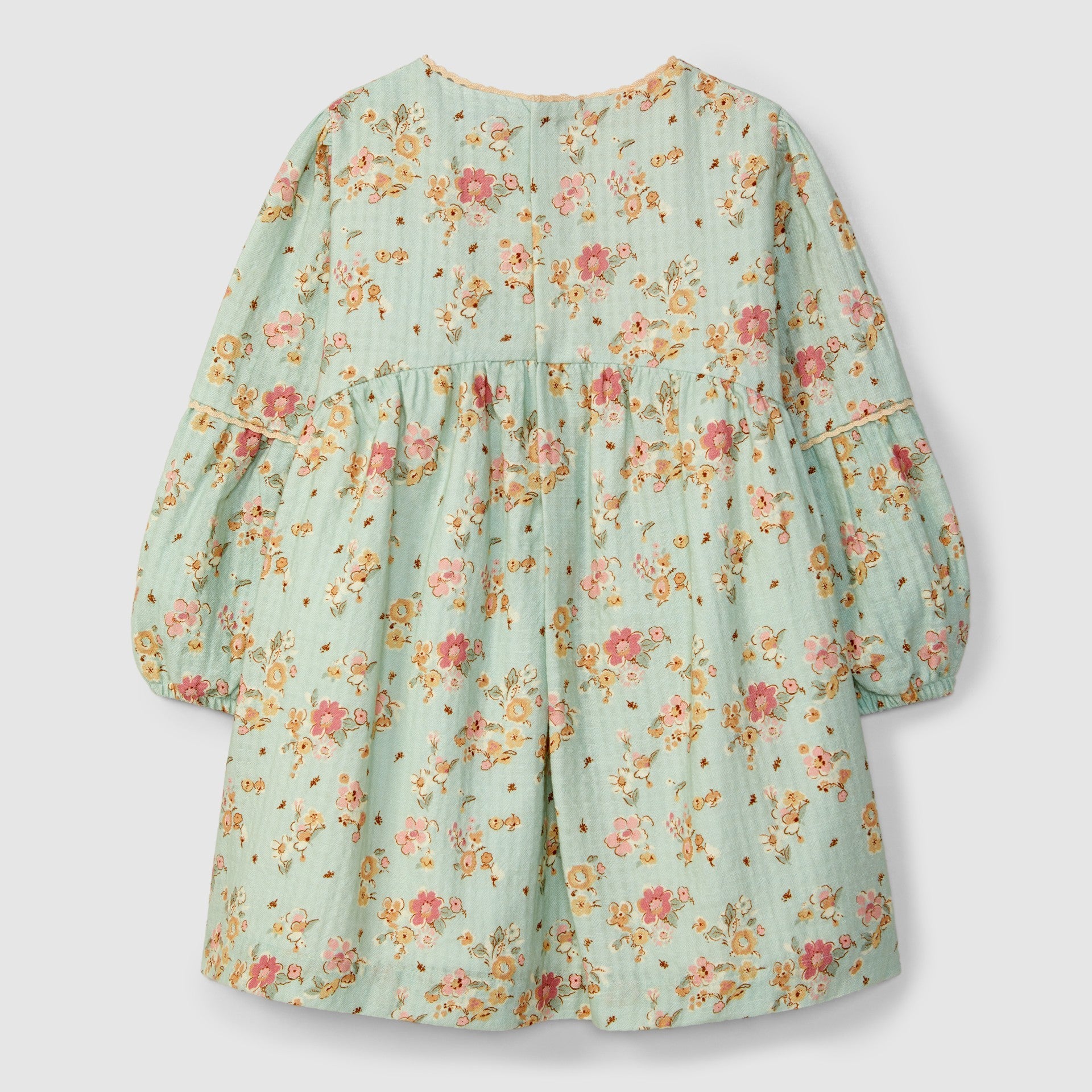 Vestido floral com detalhes de renda - Laranjinha