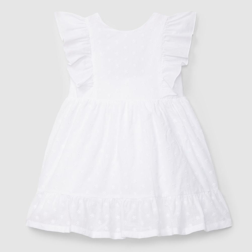 Vestido flores bordadas com laço nas costas - Laranjinha