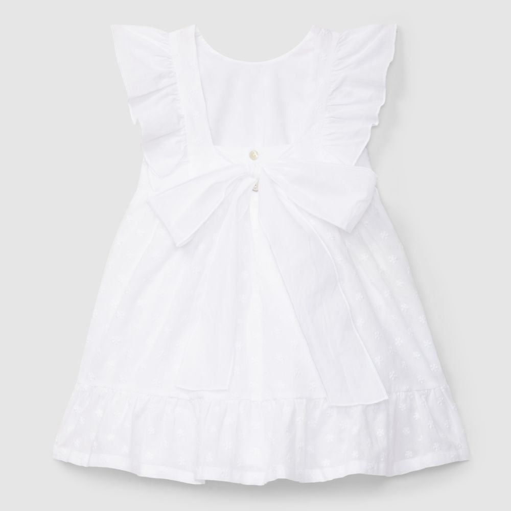 Vestido flores bordadas com laço nas costas - Laranjinha