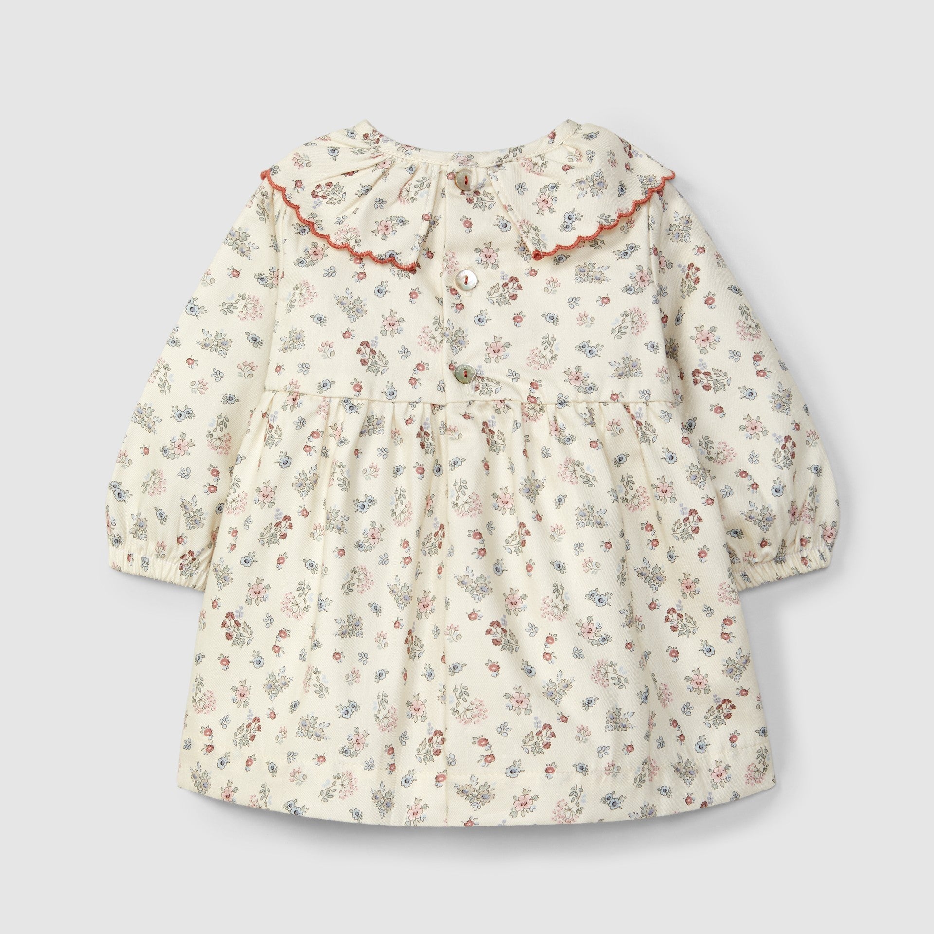 Vestido flores delicadas com gola de folho - Laranjinha