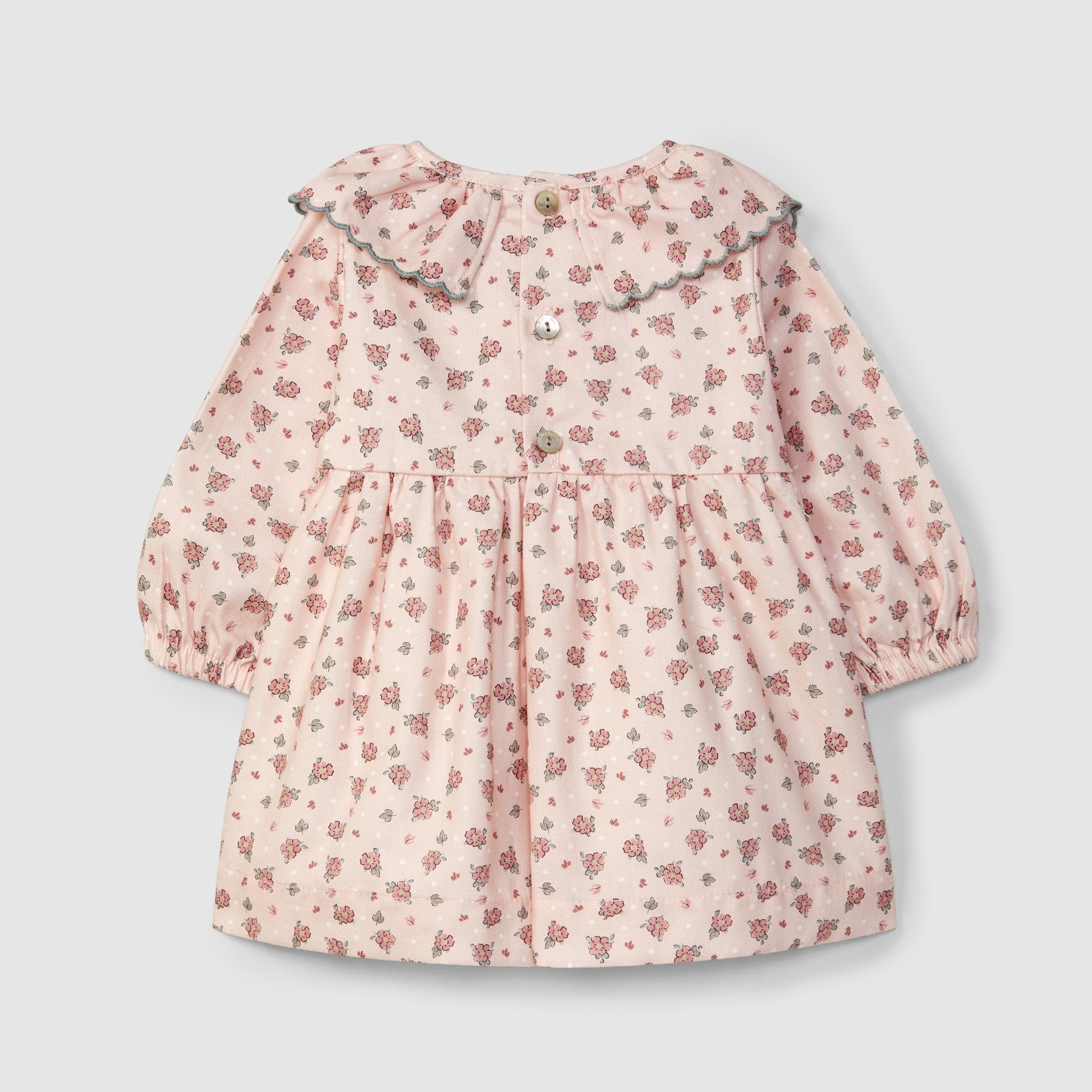 Vestido flores delicadas com gola de folho - Laranjinha