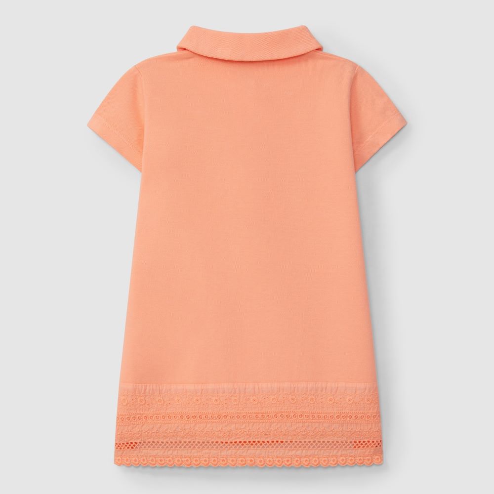 Vestido piqué e bordado inglês - Laranjinha