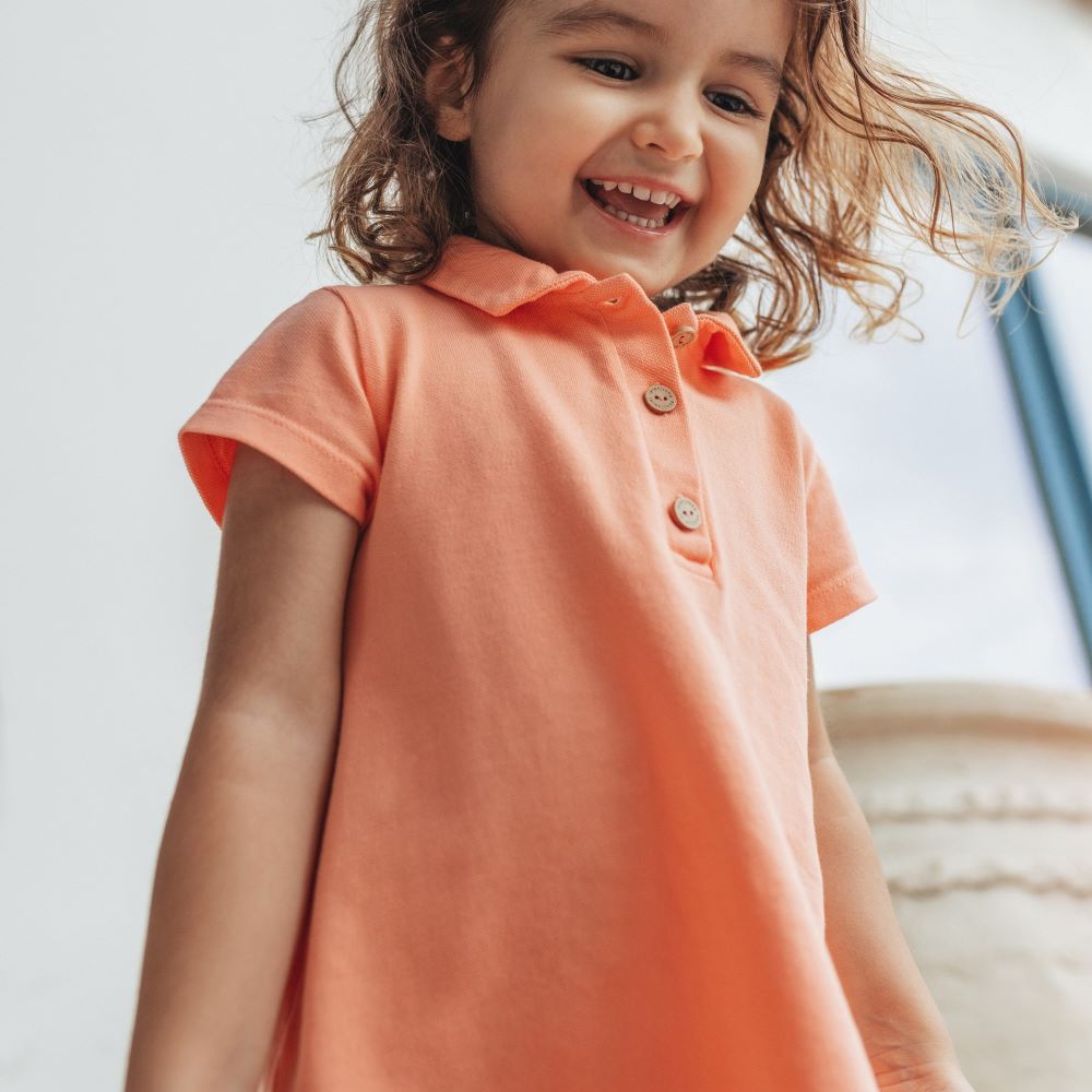 Vestido piqué e bordado inglês - Laranjinha