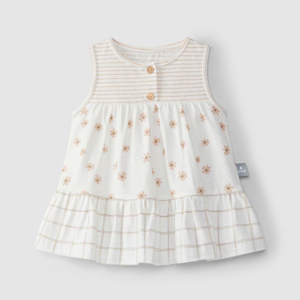 Vestido quadricula e flores