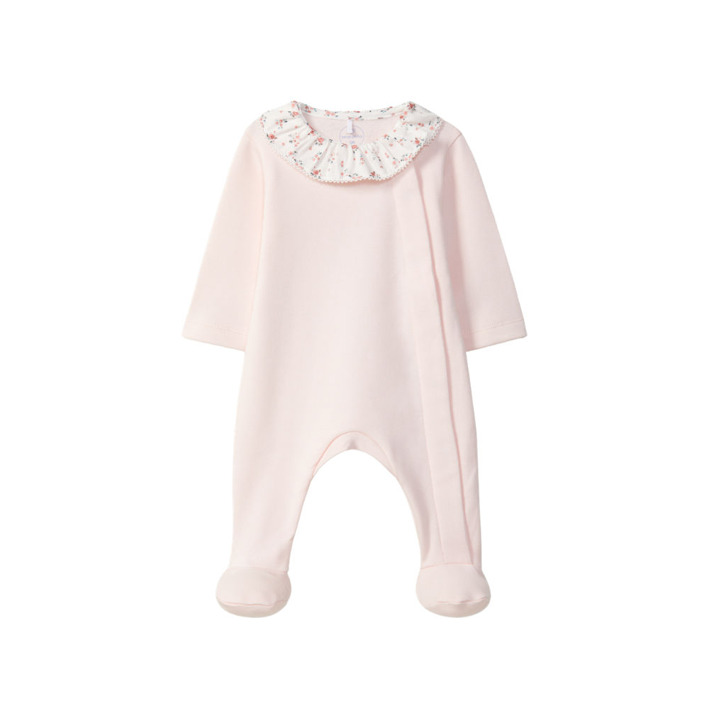 Babygrow gola de folho com flores - LARANJINHA