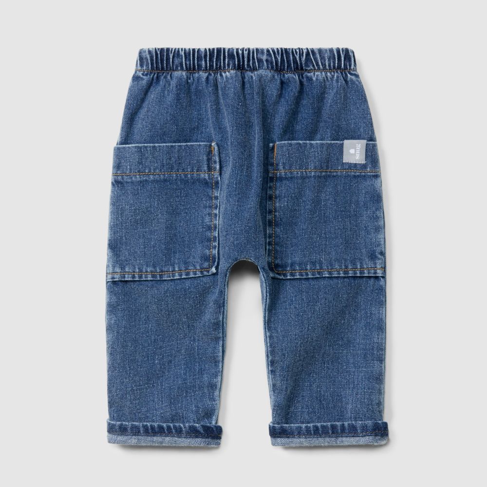 Calças pull-up em denim de algodão orgânico - SNUG