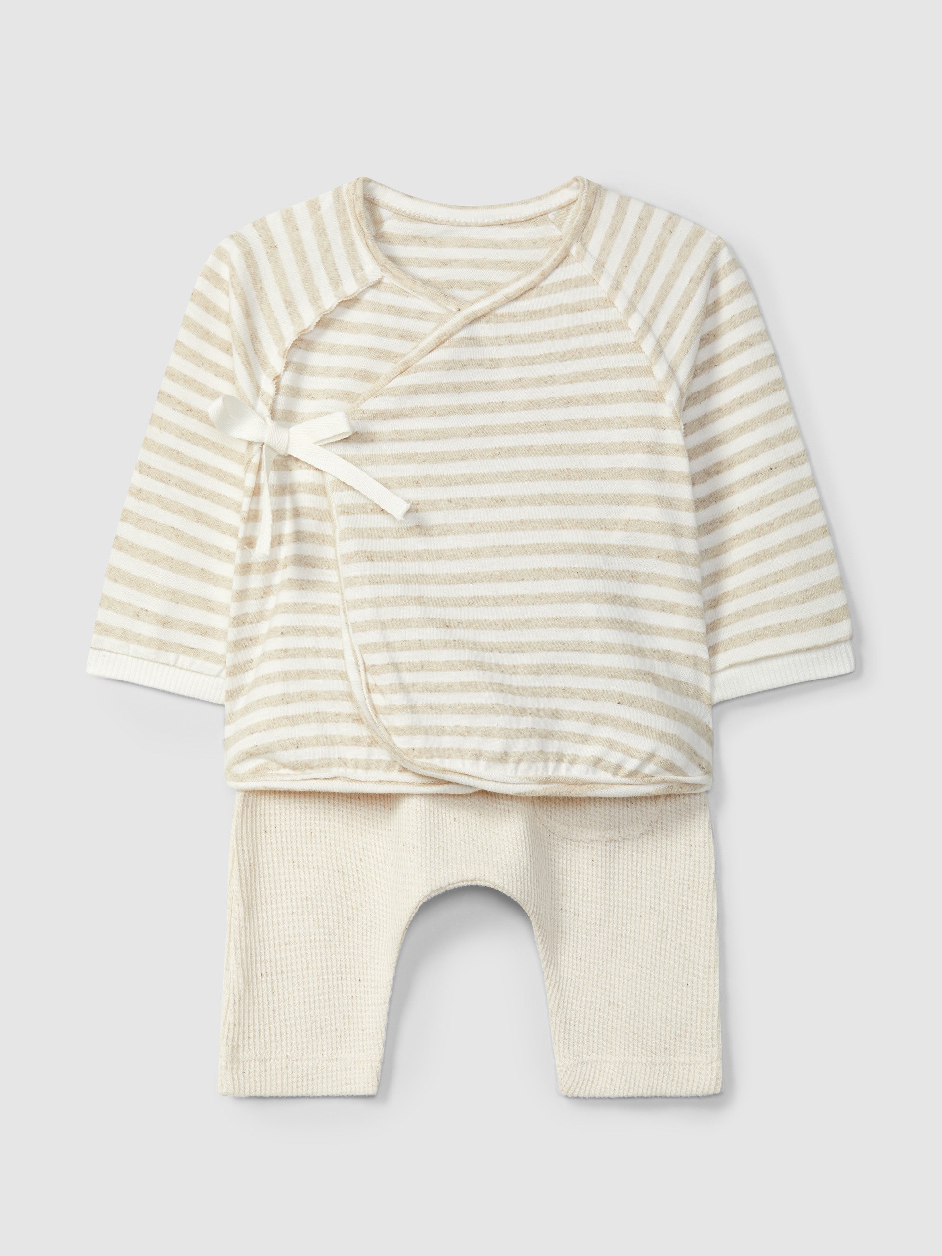 Conjunto de duas peças riscas e malha waffle - Snug