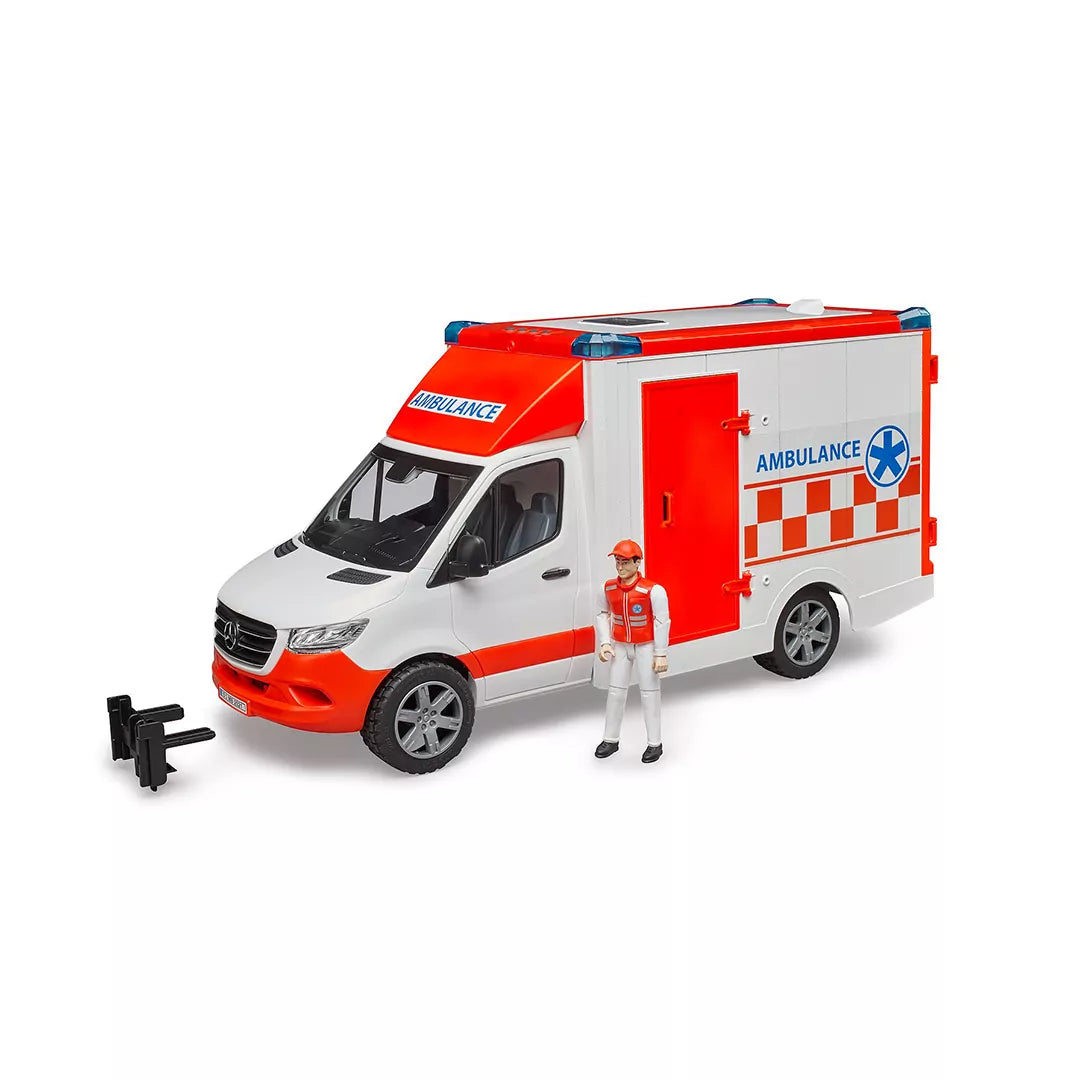 Ambulância MB Sprinter C/ Motorista e Módulo de Luz e Som - BRUDER