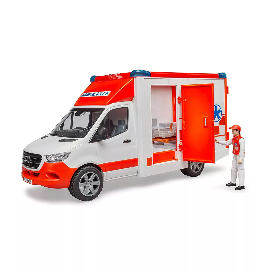 Ambulância MB Sprinter C/ Motorista e Módulo de Luz e Som - BRUDER