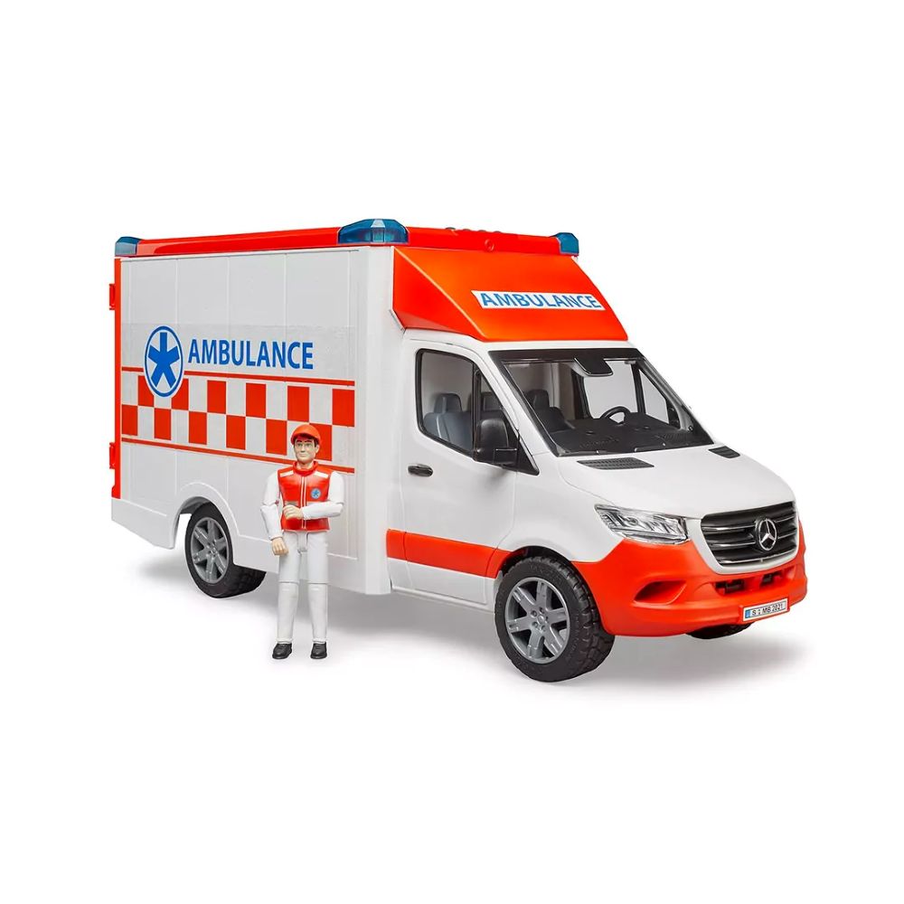 Ambulância MB Sprinter C/ Motorista e Módulo de Luz e Som - BRUDER