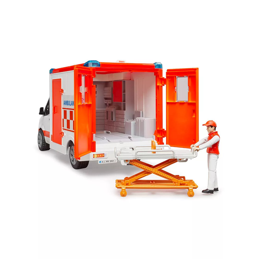 Ambulância MB Sprinter C/ Motorista e Módulo de Luz e Som - BRUDER