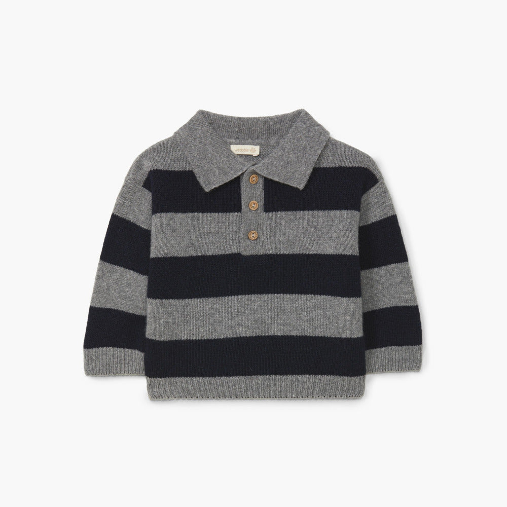 Camisola polo tricotada em lã merino | COSY - WEDOBLE