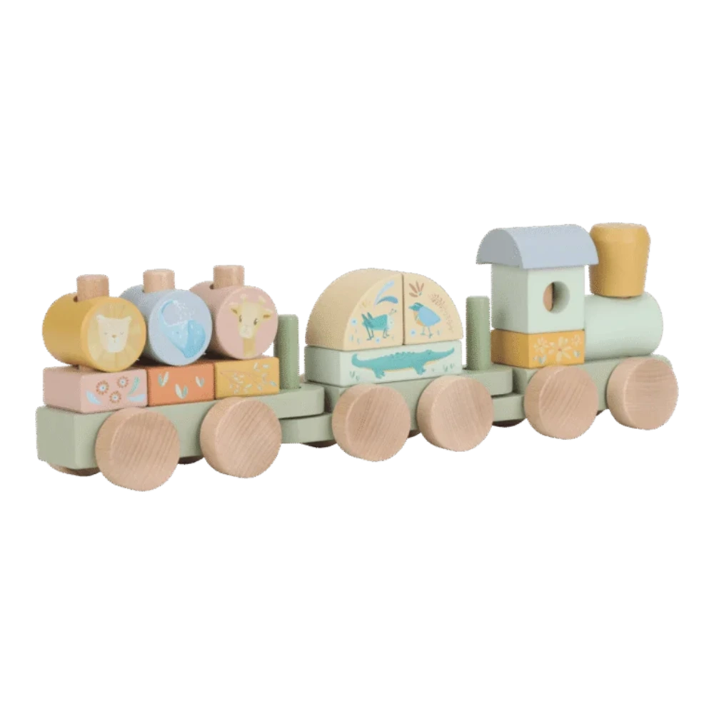 Comboio de Blocos em Madeira | Safari Friends - LITTLE DUTCH