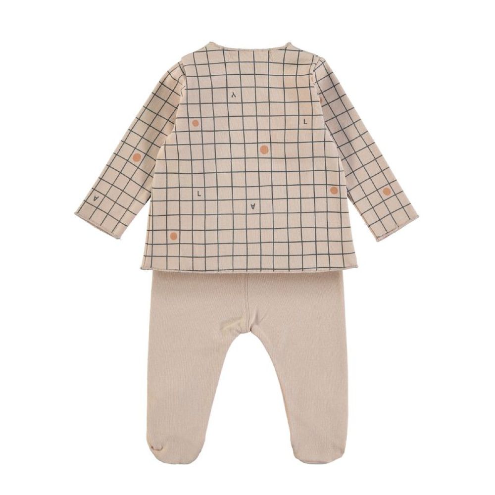 Conjunto recém nascido CHECKS NUDE - Babyclic