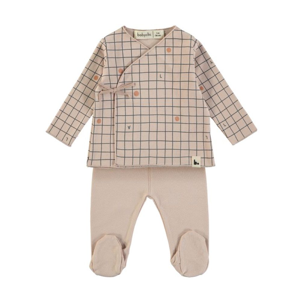 Conjunto recém nascido CHECKS NUDE - Babyclic